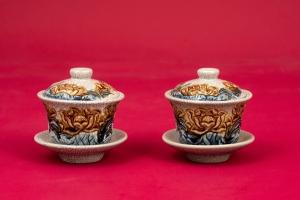Bát Sâm Sen Men Rạn Đắp Nổi Bát Tràng