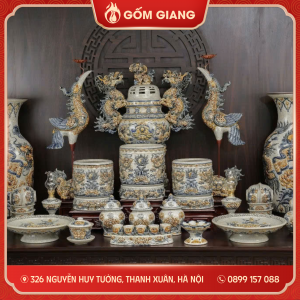 Bộ đồ thờ men rạn tụ bảo đường - TBD 03