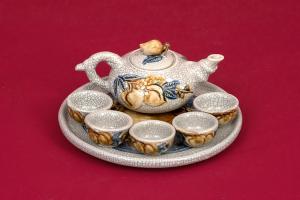 BỘ TRÀ THỜ MEN RẠN ĐẮP NỔI CAO CẤP