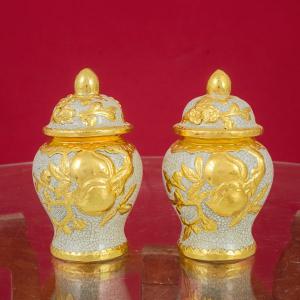 Chóe Thờ Đào Thọ Cát Tường Men Rạn Dát Vàng Bát Tràng